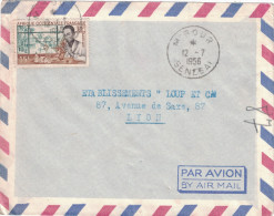 Sénégal - Lettre Avion 1956 Cad Manuel M'BOUR Sur Timbre Laboratoire Médical 15F Pour Lyon France - Briefe U. Dokumente