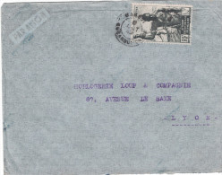 Oubangui Chari - Lettre Avion 1949 Cad BANGUI Sur Timbre Piroguier 10F Pour Lyon France - Briefe U. Dokumente