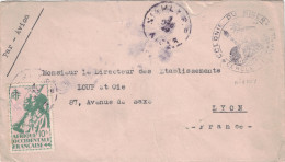 Lettre Avion 1949 CACHET COLONIE Du NIGER CERCLE DE NIAMEY Militaire Timbre Serie De Londres 10F AOF Pour Lyon France - Storia Postale