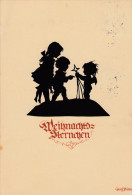 AK Scherenschnitt/Schattenbild- Weihnachts Sternchen- Krte Gel.1931 - Scherenschnitt - Silhouette