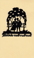 AK Scherenschnitt/Schattenbild- Mädele Ruck,ruck Ruck......- Krte Gel.1936 - Silhouetkaarten