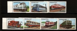 Burkina Faso 1985 N° 656 / 8 + PA 294 / 7 ** Train, Locomotive, Chemin De Fer, Autorail, Diesel, Planche à Voile, Lac - Burkina Faso (1984-...)