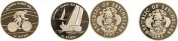 SEYCHELLES - 2 X 25 Rupees 1992 Olympic Games - Two Coins 62.94 G Silver .925 Total - PROOF - Seychelles