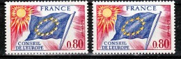 France Service  47 Conseil De L´Europe  Variété Impression Décalée étoile Blanche Et Normal  Neuf ** TB MNH Sin Charnela - Ungebraucht