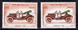 Monaco  557  Variété Fond Orange Et Normal Blanc Chevrolet 1912 Neuf ** TB MNH Sin Charnela - Errors And Oddities