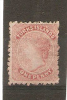 TURKS ISLANDS 1867 1d Dull Rose SG 1 Perf 11 - 12½  No Watermark MINT NO GUM Cat £65 - Turks & Caicos