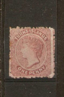 TURKS ISLANDS 1867 1d Dull Rose SG 1 Perf 11 - 12½  No Watermark MINT NO GUM Cat £65 - Turks & Caicos (I. Turques Et Caïques)