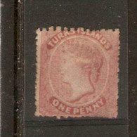 TURKS ISLANDS 1873 1d  Rose-lake SG 4 Watermark Small Star MINT NO GUM Cat £55 - Turks- En Caicoseilanden