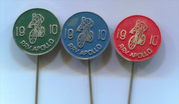 Cycling, Bike, Bicycles, Ciclismo - R.R.V. APOLLO, ROTTERDAM Holland Netherlands,3 Pieces Vintage Pin  Badge - Cyclisme