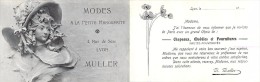 Ref J04- Carte Souple 2 Volets - Modes A La Petite Marguerite -4rue De Seze A Lyon -rhone -muller -chapeaux -modeles - - Mode