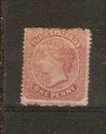 TURKS ISLANDS 1879 1d  Dull Red SG 5 Sideways Watermark Small Star  MINT NO GUM Cat £60 - Turks & Caicos