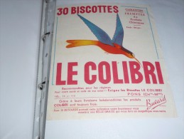 Buvard -  BLOTTER / BISCOTTES  Le COLIBRI ---oiseau - Biscottes