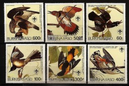 Burkina Faso 1985 N° 649 / 52 + PA 288 / 9 ** Ornithologie, Audubon, Scoutisme, Jamboree, Canard, Moqueur, Pivert, Sitta - Burkina Faso (1984-...)