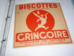 BLOTTER BUVARD Publicitaire BISCOTTES  GRINGOIRE Pithiviers En Gatinais - Biscottes