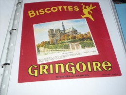 BLOTTER BUVARD Publicitaire BISCOTTES GRINGOIRE  NOTRE DAME DE PARIS - Biscottes