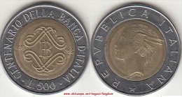 Italia 500 Lire 1993 Bimetallic Bank Of Italy KM#160 - Used - 500 Liras