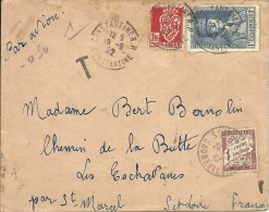 MARCOPHILIE- Lettre Taxée 1942 - Algérie Pour France - Timbres Algérie N°168 Et 178 + Taxe N°40A? FRANCAIS Non Surchargé - Covers & Documents