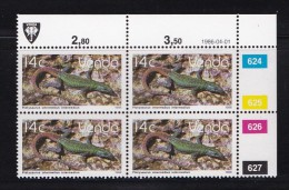 VENDA, 1986, MNH Controls Blocks Of 4, Reptile 14 Cent, M 137 - Venda