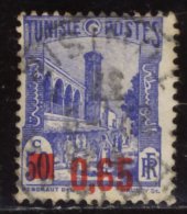 Tunisie - Oblitéré - Charnière Y&T 1935 N° 182 Surchargé 65c Sur 50c Outremer - Mosquée Halfaouine à Tunis - Usados