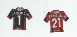 MAGNET , SPORT , FOOTBALL , Maillot équipe De RENNES , Just Foot , 2010 , LOT DE 2 MAGNETS - Deportes