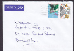 Netherlands PRIORITY Label AMSTERDAM 1998 Cover Brief SOLRØD STRAND Denmark Europa CEPT Radfahrer Auto Bleifreies Benzin - Lettres & Documents