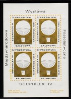 POLAND 1973 SOCPHILEX INTERNATIONAL PHILATELIC EXPO SHEETLET 4 BALLOON POST STAMPS NHM CINDERELLA BALLOONS - Nuevos