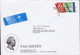 Netherlands LUCHTPOST Par Avion Label VAN DIETEN 1989? Cover Brief SOLRØD STRAND Denmark Mi. 1357 Stamp - Lettres & Documents