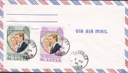 St. Lucia Via Air Mail CANARIES 1974 Cover Brief Wedding Of Princess Anne Complete Set - Ste Lucie (...-1978)