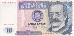 Lot De 4 Billets Pérou 10, 100, 1000 Et 5000 Intis - Peru