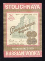 # STOLICHNAYA RUSSIAN VODKA Imported From The USSR, Label Liquor Spirits Etiquette Alcool Etiqueta Licor Etikett Schnaps - Spirits