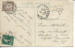 De Bolbec Pour Saint Vigor D'ymonvillecarte Postale Taxée à 10c (+de 5 Mots) - 1859-1959 Covers & Documents