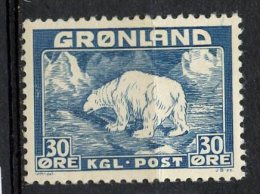 Greenland 1938 30o Polar Bear Issue #7  MNH Creased - Unused Stamps