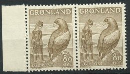 Greenland 1957 80o Girl And Eagle Issue #44 Pair  MNH - Nuovi