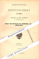 Original Patent - Victor Julien Laurent à Valdoie , 1880 , Témoin De Contrôle Pour La Combustion , Wedau !!! - Valdoie