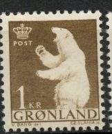 Greenland 1963 1k Polar Bear Issue #62  MNH - Unused Stamps
