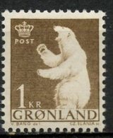 Greenland 1963 1k Polar Bear Issue #62  MNH - Nuovi