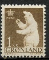 Greenland 1963 1k Polar Bear Issue #62  MNH - Nuevos