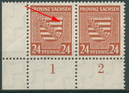 SBZ Provinz Sachsen 1945 Provinzwappen Mit Plattenfehler 82 X III Postfrisch - Neufs