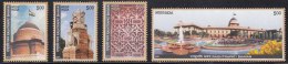 India MNH 2011, Set Of 4,  Rashtrapati Bhavan, Monument, Tulip Flower, Flag, Carving, Water Fountain, Elephant Head - Unused Stamps