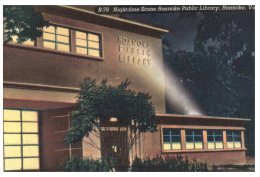 (PF 350) USA (old Postcard) Roanake Library - Libraries