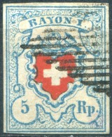 SUISSE - N° 14a (o)…bleu Clair…superbe - 1843-1852 Kantonalmarken Und Bundesmarken