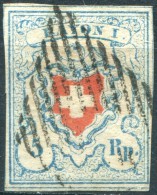 SUISSE - N° 14a (o)…bleu Clair…très Frais - 1843-1852 Kantonalmarken Und Bundesmarken