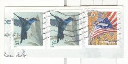 USA 2014 Mi. 5049 Geschn. Vogel Colibri + 2013 Mi. 4971 Forever USA - Flagge - Postkartenausschnitt - Usati