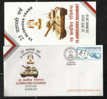 INDIA, 2010, ARMY POSTAL SERVICE COVER, 19 Armoured Regiment, Military, Militaria+ Brochure - Briefe U. Dokumente