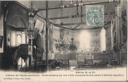 Delcampe - BIEVRES INTERIEUR DE L'EGLISE PAROISSIALE VOUTE SOUTENUE PER UNE VIEILLE CHARPENTE DE BOIS PEINTES D'ATTRIBUTS EGYPTIENS - Bievres