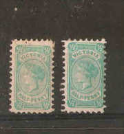 VICTORIA 1905-1912 ½d X 2  SG 416, 416b  MOUNTED MINT  Cat £9 - Neufs