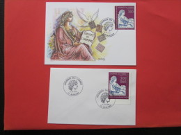 2 LETTRES OMEC 1é JOUR AUBAGNE/CACHET PROVISOIRE JOURNEE DU TIMBRE MOUCHON(1902)1997 FORCALQUIER THEME DROITS DE L'HOMME - Matasellos Provisorios