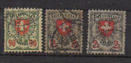 P362.-. SWITZERLAND / SUIZA. " PERFIN " - 1924- ,MI #: 194, 197 . USED. " K.F.Z., B & C ." - PERFIN. CV: € 20.00 - Gezähnt (perforiert)