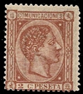 1875-ED. 162 ALFONSO XII 2 CTS. CASTAÑO - NUEVO SIN GOMA - MNG - Ungebraucht