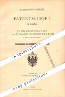 Original Patent - John Pamphilon And E.G. Peyton In Whittlesford , 1879 , Fertiliser Spreader , Agricultural !!! - Sonstige & Ohne Zuordnung